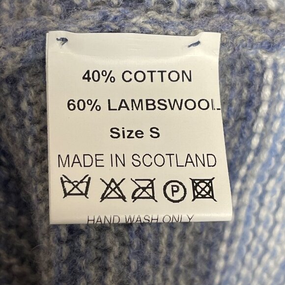Celtic & Co. Women's Striped Sweater Made in Scotland blue grey white fine knit - Picture 4 of 6